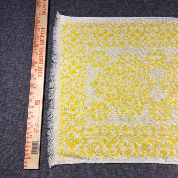 Vintage‎ 60s 70s Floral Hand Towel Sunny Yellow White Cotton - Picture 2 of 11